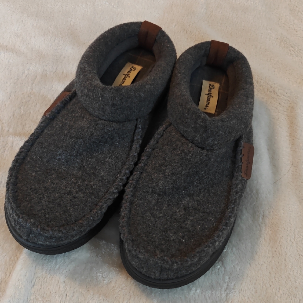 Dearfoams Men's Charcoal Slipper Loafers - Small 7-8